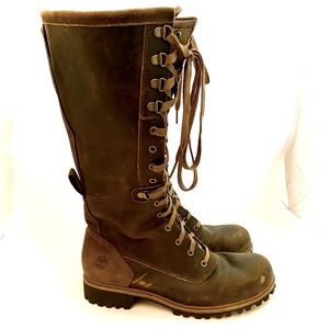 Tall Leather lace up boots Timberland 8.5-9 Wainwright Brown